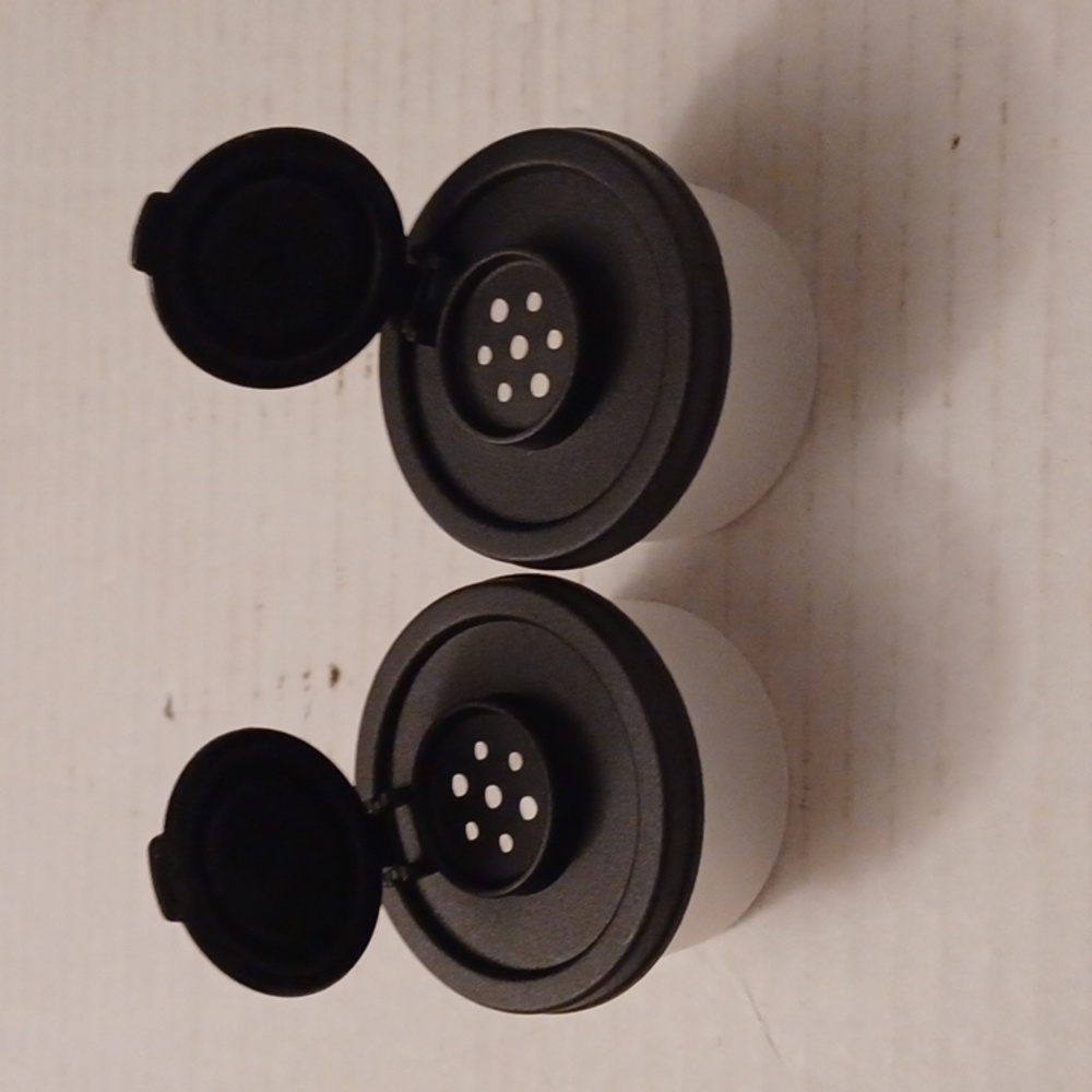 4/$30 New Mini Salt & Pepper Shakers - Black Plastic Caps